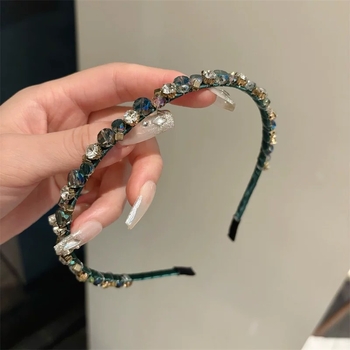 Υψηλής ποιότητας ρετρό κρυστάλλινο κεφαλόδεσμο στυλ Χονγκ Κονγκ με διαμάντια χειροποίητο κεφαλόδεσμο πιεσμένα μαλλιά μόδα γλυκό κομψό πλύσιμο προσώπου πακέτα μαλλιών