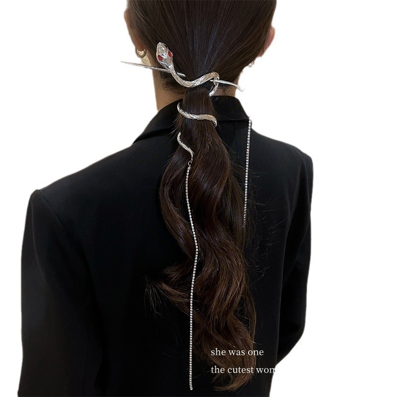 Apvijuojantis gyvatės kutais puoštas plaukų segtukas, kiniškas, aukščiausios klasės, nišinio dizaino, plaukų segtukas, šalto vėjo, ponio uodegos, saldūs, vėsūs, moterims skirti plaukų aksesuarai