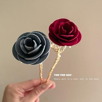 Kill Rose Класически темперамент Китайски стил Флокиращо цвете Метална фиба за коса Ретро Cheongsam Фиба за коса Шапка