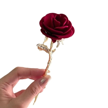Kill Rose Класически темперамент Китайски стил Флокиращо цвете Метална фиба за коса Ретро Cheongsam Фиба за коса Шапка