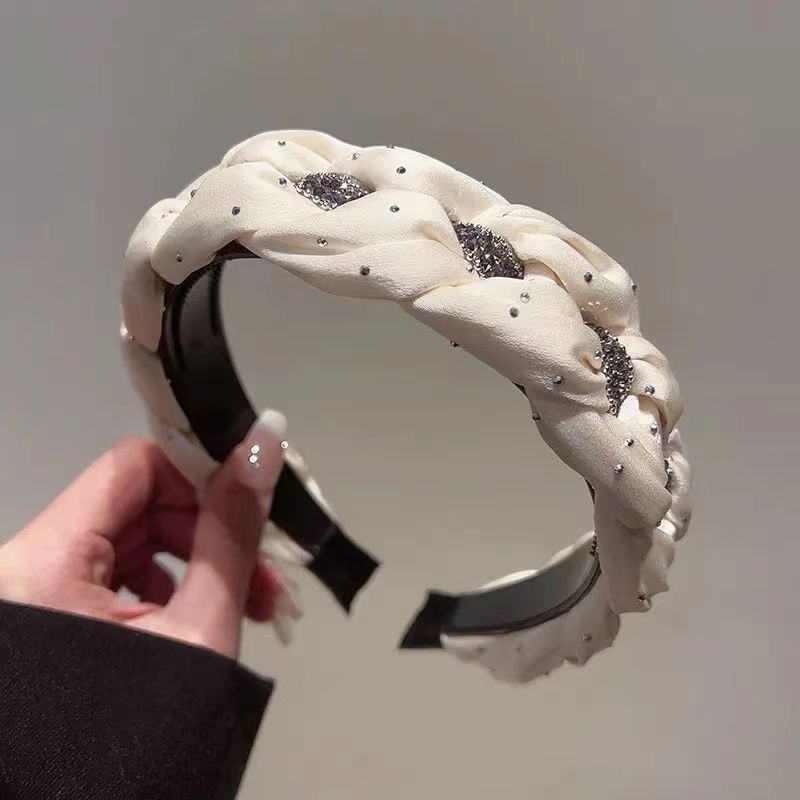 Kõrge krooniga peapael naistele, vintage laia äärega juuksepael väljas käimiseks, näopesu juukseaksessuaar kivikestega