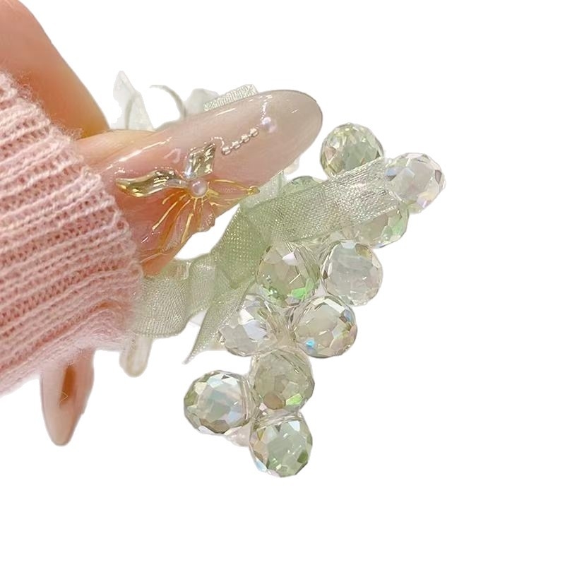 Luksuslik käsitööna valminud kristallne väike juuksenõel elegantse temperamendiga, võrgust lipsuga juukseklamber, haldjalik topeltklamber pealmiseks klambriks