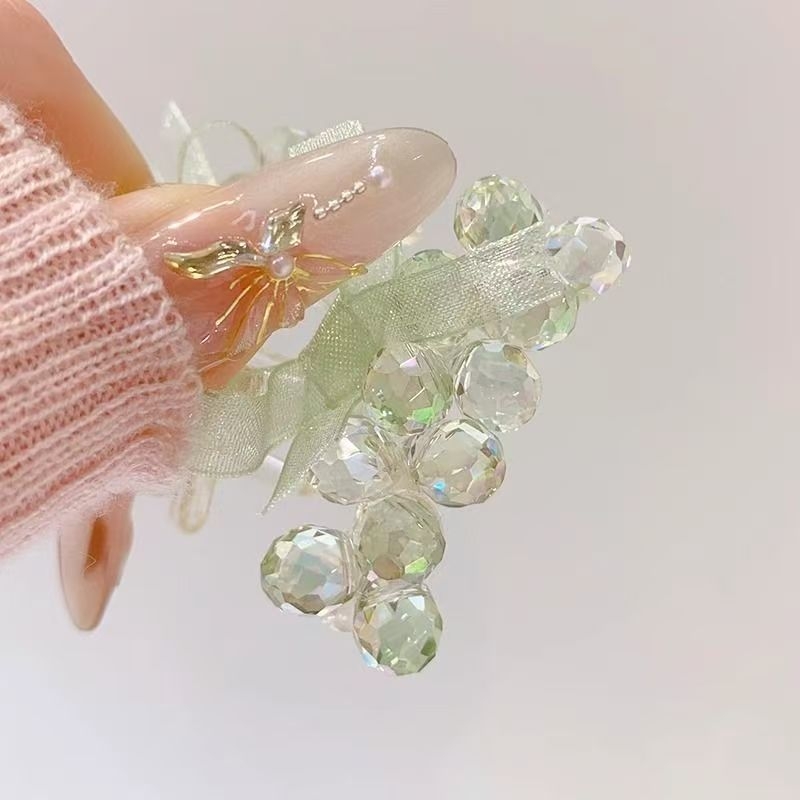 Luksuslik käsitööna valminud kristallne väike juuksenõel elegantse temperamendiga, võrgust lipsuga juukseklamber, haldjalik topeltklamber pealmiseks klambriks