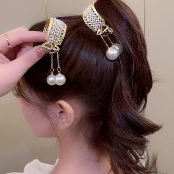 Temperament kõrge hobusesaba küünisega klamber fikseeritud artefaktiga tutiga peakate pärliga ripats juuksenõel kokkuvarisemisvastane klamber juuksenõel naistele