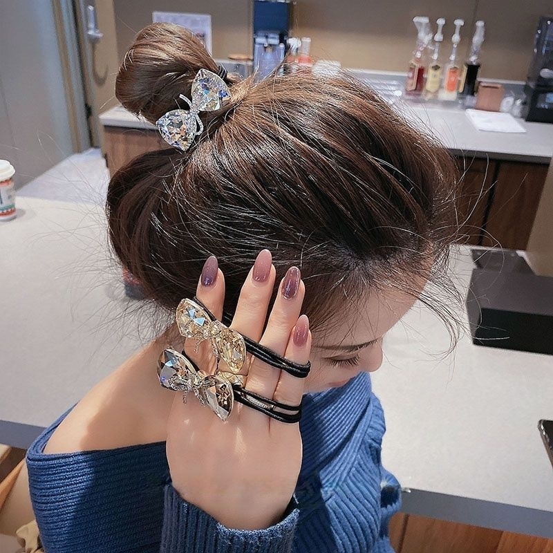 Naujas prabangus, išskirtinis, peteliškės formos plaukų kaklaraištis su blizgančiais cirkoniais, universalus ir stilingas plaukų aksesuaras su cirkoniais
