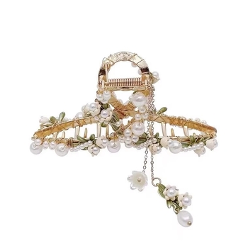 Εξαιρετικό χειροποίητο κλιπ Super Fairy Summer Mori Style, μεγάλη φουρκέτα από μαργαριτάρι στο πίσω μέρος του κεφαλιού