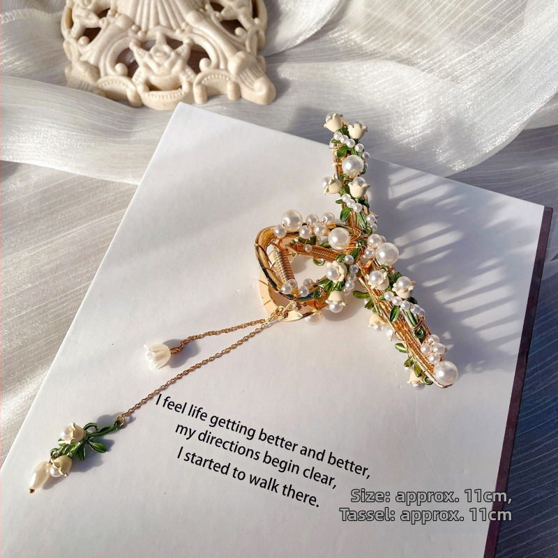 Peen käsitsi valmistatud superhaldjas suvine Mori stiilis haaratsklamber suurte pärlitega juuksenõel pea tagaküljele