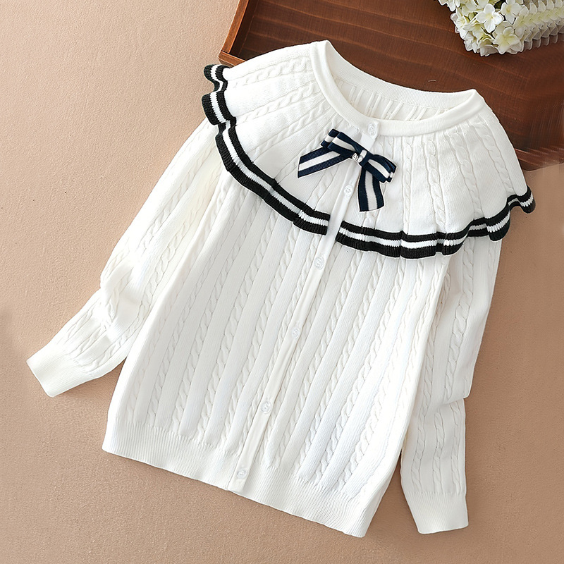 Djevojačka džemper jakna Proljeće i jesen 2025 Novi stil Djevojački pleteni kardigan Strani stil Dječji studentski topovi Dječja odjeća