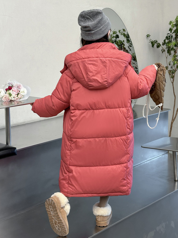 Djevojačka duga pamučna vanjska odjeća preko koljena, zimska pamučna zadebljana topla pamučna vanjska odjeća s kapuljačom, dječja zimska vanjska odjeća u čistim bojama 2024.