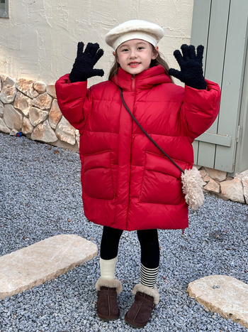 Bērnu maza un vidēja izmēra bērnu bieza, gara dūnu jaka rudens un ziemas jauniem zēniem un meitenēm mazuļu kapuces mētelis Tide ārējā tirdzniecība