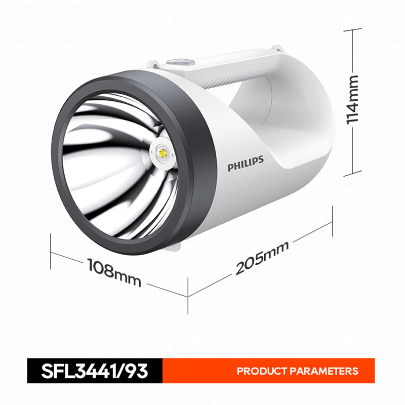 Philipsi tugev valgusotsija taskulamp, koduseks kasutamiseks, üliere kottlamp küljetulega, laetav ja vastupidav