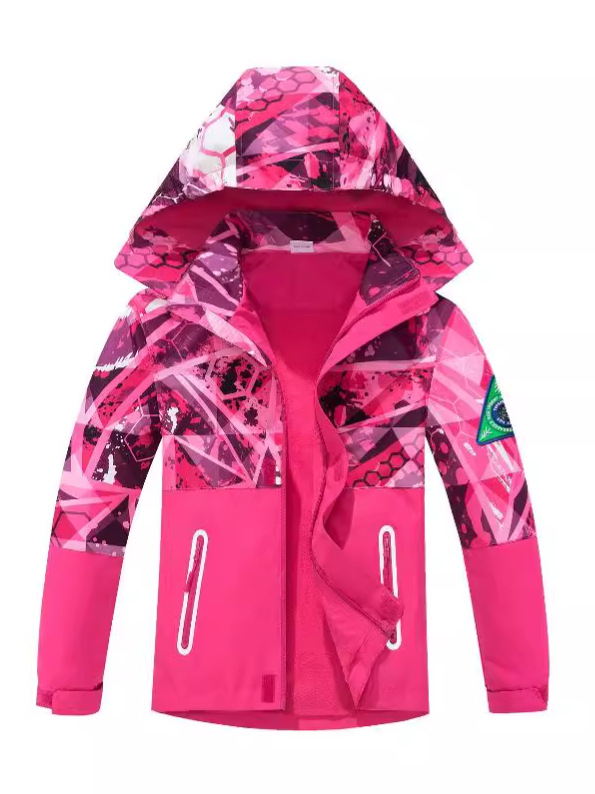 Meeste ja naiste laste õueriided, laste veekindel jakk, hingav lasteriided, fliisvoodriga kapuutsiga tuulejope