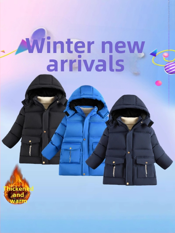 Dječja perjana jakna za dječake, srednje duljine, nova zimska muška, ženska, srednje duljine, uskog kroja, zadebljana, topla, u zapadnjačkom stilu