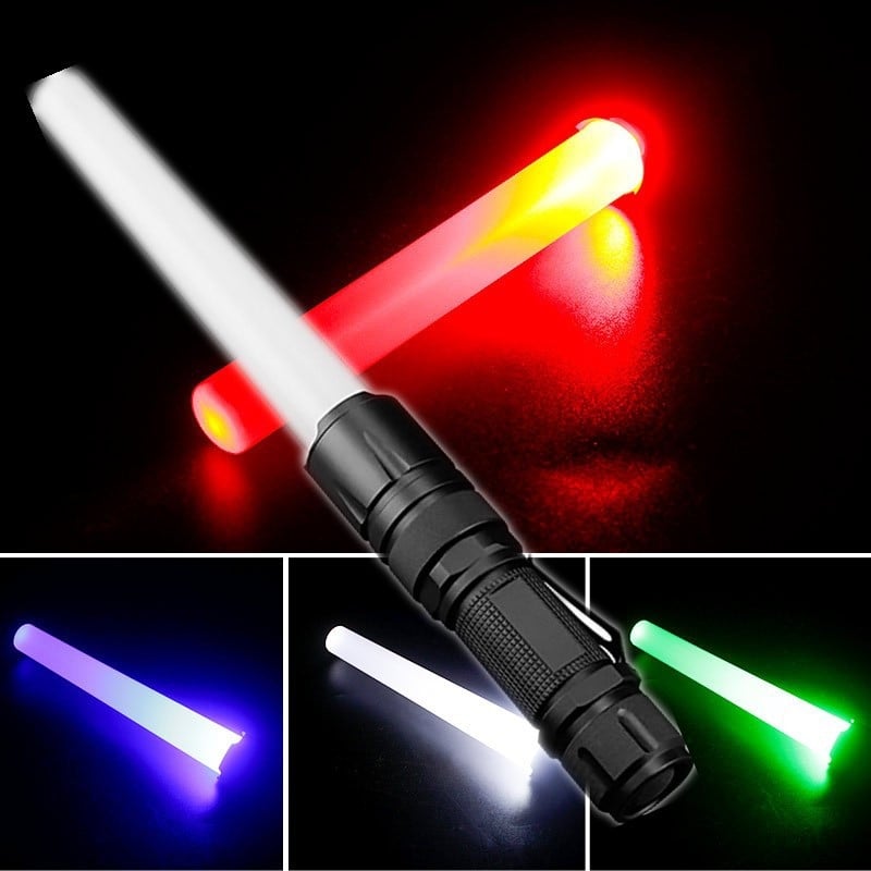 Lanternă cu sursă de lumină în patru culori, lumină puternică, alb, albastru, verde și roșie, cu clip pentru stilou, baston, focalizare reglabilă, zoom, lanternă