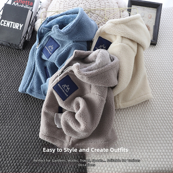 Παιδικό μπουφάν από κοκκώδες βελούδο 2024 Φθινόπωρο και Χειμώνας Νέο στυλ Βελούδινο μπλουζάκι με κουκούλα για αγόρια, casual, ζεστά χειμερινά ρούχα