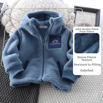 Παιδικό μπουφάν από κοκκώδες βελούδο 2024 Φθινόπωρο και Χειμώνας Νέο στυλ Βελούδινο μπλουζάκι με κουκούλα για αγόρια, casual, ζεστά χειμερινά ρούχα