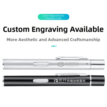 Įkraunamas dvigubo šviesos šaltinio vyzdžio rašiklis geltona šviesa balta šviesa medicininė burnos apžiūros lempa iš nerūdijančio plieno rytinės apžiūros rašiklio lempa žibintuvėlis