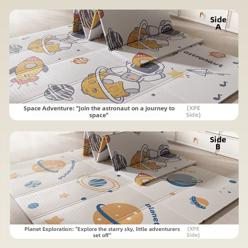 Бебешка постелка за пълзене, удебелена постелка от пяна, безопасен материал, без мирис, устойчива на масло, против замърсяване, лесна за почистване, сгъваема и за съхранение