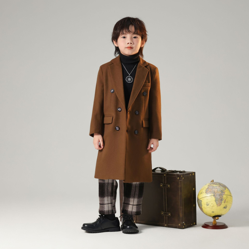 Jesen 2024. Novi dječji kaput u korejskom stilu, dječja odjeća, dugo odijelo, moderan kaput, dječja odjeća, vuneni kaput s dvostrukim kopčanjem