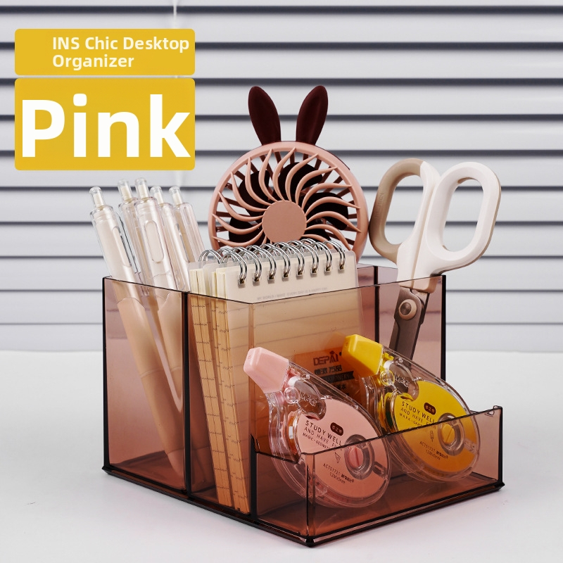 Daudzfunkcionāls akrila galda pildspalvu turētājs, lielas ietilpības, studentu biroja mobilā tālruņa turētājs, kancelejas preču glabāšanai, radoša uzglabāšana