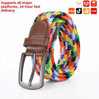 2025. aasta uus elastne kootud venivöö meestele ja naistele, mittepinguldav lõuendivöö, auguta sulamist nööpnõelaga pandlaga püksivöö