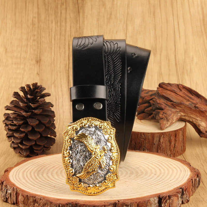 Meeste vöökaunistus hiphop Phnom Penhi Flying Eagle'i reljeefne vöö piiriülene läänelik teksariie, kuum müük terve põlvkonna juukseid