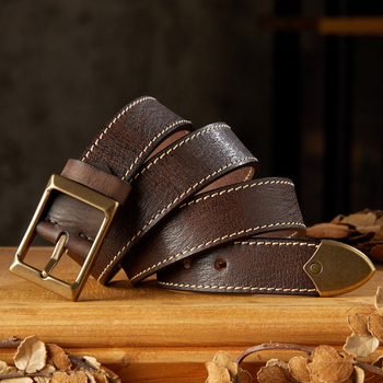 Käsitsi valmistatud vintage esimese kihi loomanahast pandlaga meeste vöö, ehtsast nahast isikupärastatud universaalne puhtast vasest pandlaga teksarihm, trendikas