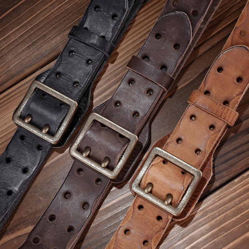 Curea bărbătească cu aspect de înaltă calitate, piele de vacă versatilă cu primul strat, design cu cusături vintage, potrivită pentru ținute de lucru și stil casual, curea retro