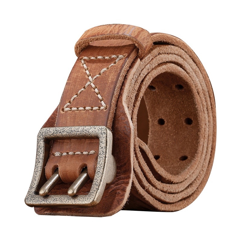 Curea bărbătească cu aspect de înaltă calitate, piele de vacă versatilă cu primul strat, design cu cusături vintage, potrivită pentru ținute de lucru și stil casual, curea retro