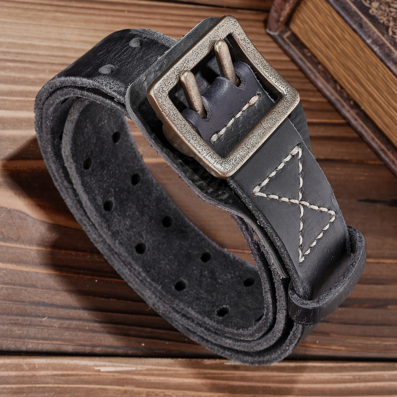 Curea bărbătească cu aspect de înaltă calitate, piele de vacă versatilă cu primul strat, design cu cusături vintage, potrivită pentru ținute de lucru și stil casual, curea retro