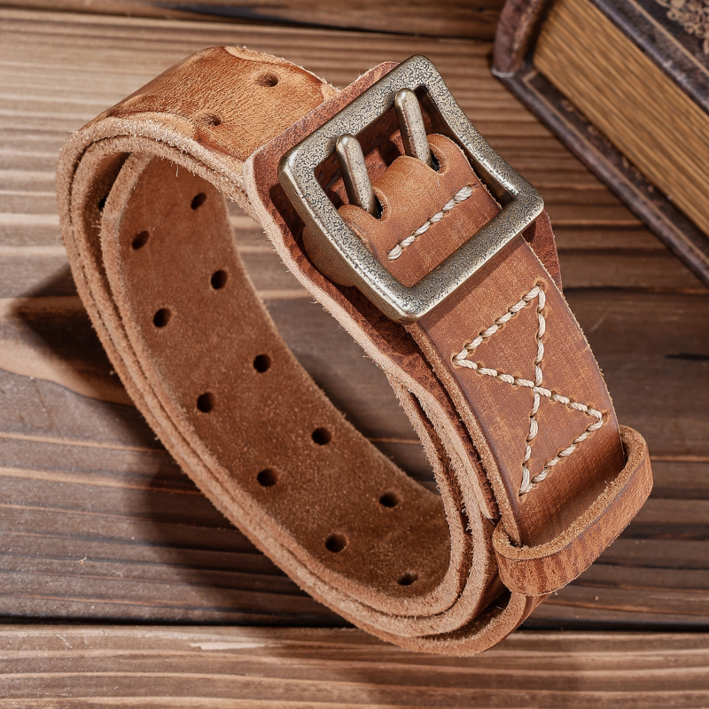 Curea bărbătească cu aspect de înaltă calitate, piele de vacă versatilă cu primul strat, design cu cusături vintage, potrivită pentru ținute de lucru și stil casual, curea retro