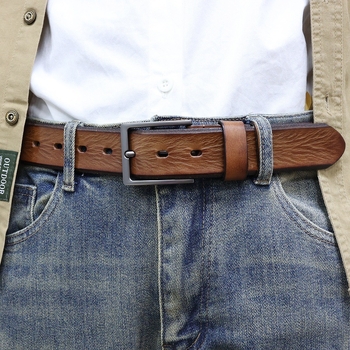 Lihtsa vabaaja meeste käsitsi valmistatud värvilise koputusmustriga naturaalsest esimese kihi lehmanahast vööst loode-nahast vöö