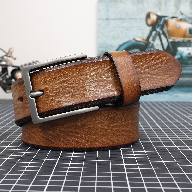 Lihtsa vabaaja meeste käsitsi valmistatud värvilise koputusmustriga naturaalsest esimese kihi lehmanahast vööst loode-nahast vöö