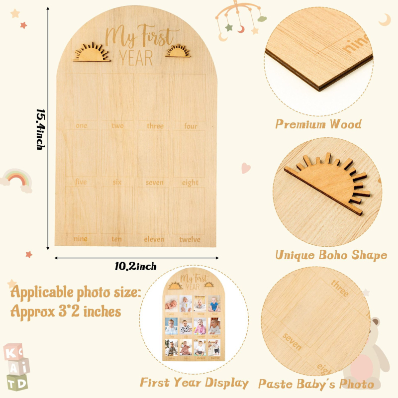 Puidust beebipildiraam, vastsündinu esimese aasta verstapostiks, vastsündinu kasvu mälestuskuu taldrik