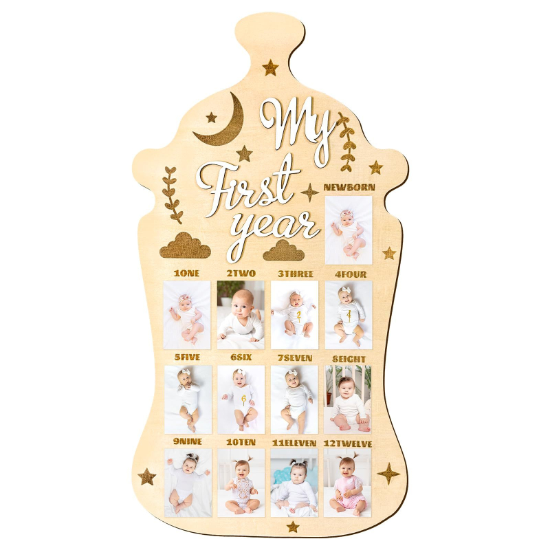 Puidust beebipildiraam, vastsündinu esimese aasta verstapostiks, vastsündinu kasvu mälestuskuu taldrik