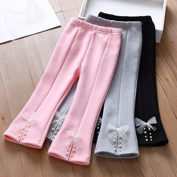 Μοντέρνο κολάν Princess Pearl με επένδυση φλις για κορίτσια, φθινοπωρινό και χειμερινό 2025, νέο παιδικό παντελόνι, χειμωνιάτικο, All-in-One, από βελούδο