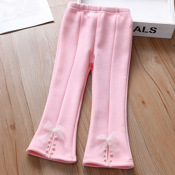 Μοντέρνο κολάν Princess Pearl με επένδυση φλις για κορίτσια, φθινοπωρινό και χειμερινό 2025, νέο παιδικό παντελόνι, χειμωνιάτικο, All-in-One, από βελούδο