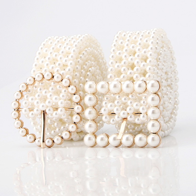 Piiriülene ja populaarne pärlitest kootud vöö naistele, Korea stiilis moodne mitmekülgne kleit, laia vöökohaga ketiga vöökoht, trendikas salendav vöö