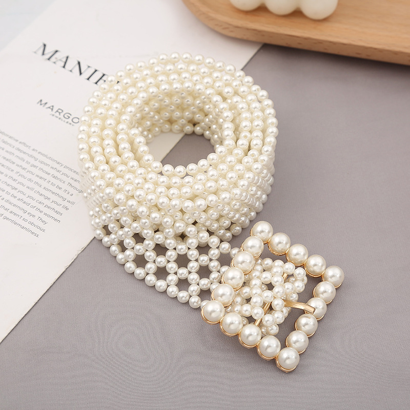 Piiriülene ja populaarne pärlitest kootud vöö naistele, Korea stiilis moodne mitmekülgne kleit, laia vöökohaga ketiga vöökoht, trendikas salendav vöö