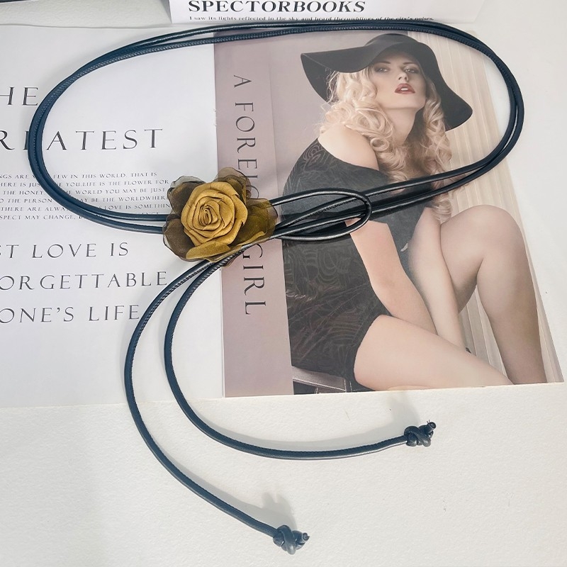 Kuiva roosiga lillevöö naiste retrohõnguline universaalne sõlmega vöököis täiustatud lihtsa Korea stiilis kleidi aksessuaarid