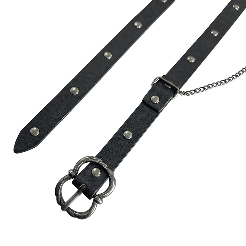 Keskaegne trükitud ketiga õhuke vöö Skandinaavia viikingistiilis retro cosplay rekvisiidid helepruun must