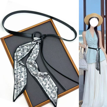 Värviline retro siidist sall meestele ja naistele, naiste kleidivöö, moodne ja mitmekülgne dekoratiivne teksasõrmus, isikupärastatud õhuke vöö