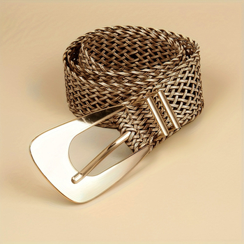 Elegantne käsitsi kootud kuldne naiste vöö stiilse ebakorrapärase metallpandlaga