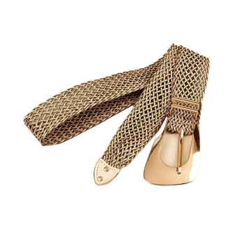 Elegantne käsitsi kootud kuldne naiste vöö stiilse ebakorrapärase metallpandlaga