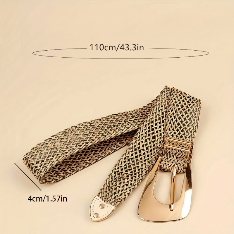 Elegantne käsitsi kootud kuldne naiste vöö stiilse ebakorrapärase metallpandlaga