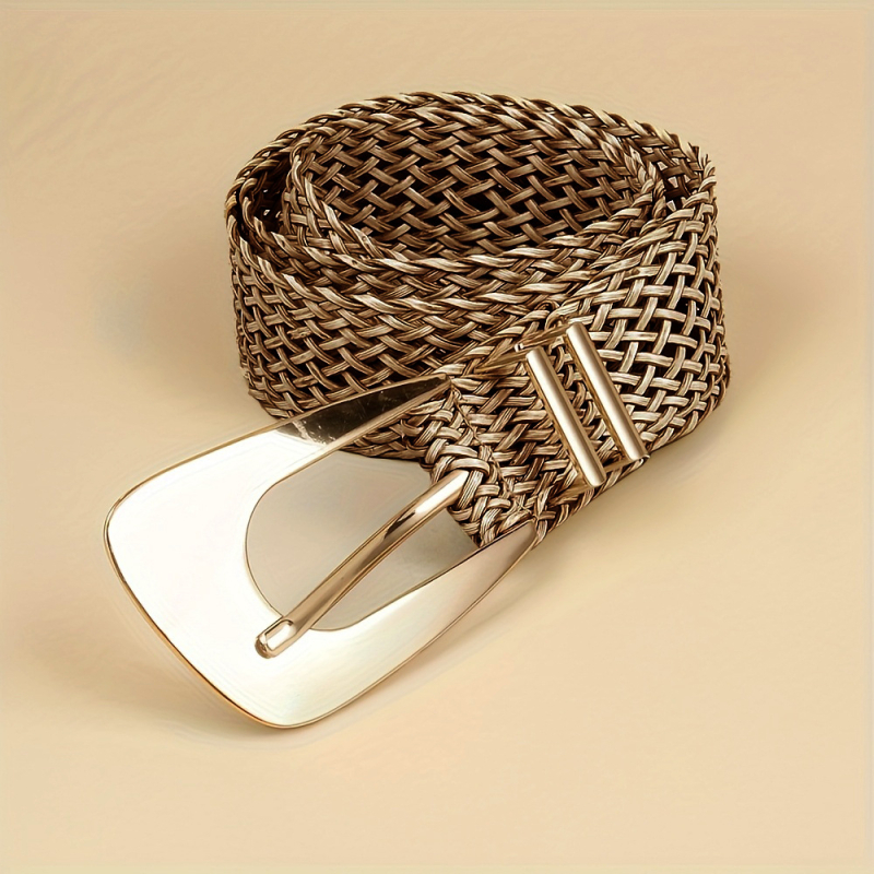 Elegantne käsitsi kootud kuldne naiste vöö stiilse ebakorrapärase metallpandlaga