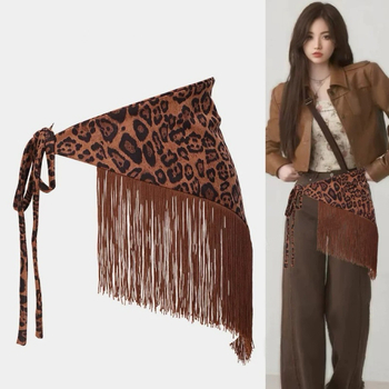 2024. aasta uue stiiliga kleit niššidisainiga leopardilise kolmnurga paeltega, tutiga puusarätikuga vöökate Ameerika stiilis Y2K kuum tüdruk