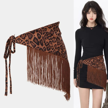 2024. aasta uue stiiliga kleit niššidisainiga leopardilise kolmnurga paeltega, tutiga puusarätikuga vöökate Ameerika stiilis Y2K kuum tüdruk