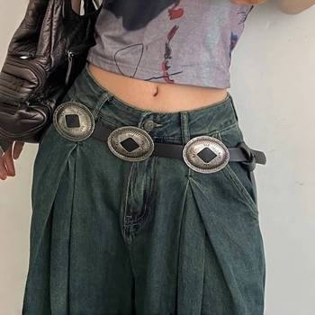 Boheemlaslik lääne teksariie vintage metallik lai vöö nikerdatud vabaaja universaalne vöö vöököis naistele