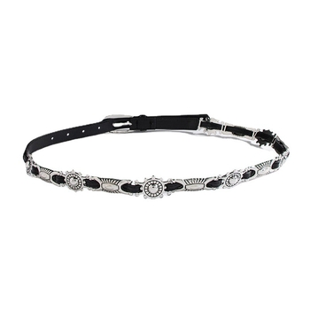 Piiriülene kohapealne tarne allika tootjalt Naiste geomeetriliste ovaalsete nikerdusaksessuaaridega metallist nööpnõelaga pandlaga punk stiilis vöö